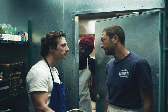 THE BEAR -- Pictured: (l-r) Jeremy Allen White as Carmen 'Carmy' Berzatto, Lionel Boyce as Marcus, Ebon Moss-Bachrach as  Richard 'Richie' Jerimovich. CR: FX