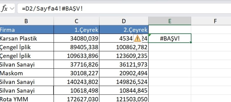 Sık Sık Karşımıza Çıkan 5 Excel Hata Kodu ve Çözüm Yolları (#YOK, #DEĞER!, #SAY/0!) 6 excel hata kodlari 4