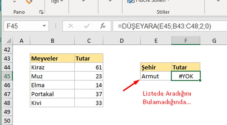 Sık Sık Karşımıza Çıkan 5 Excel Hata Kodu ve Çözüm Yolları (#YOK, #DEĞER!, #SAY/0!) 2 Excel Hata Kodu